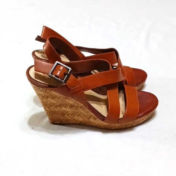 Jessica Simpson Brown Strappy Wedge Sandals Women'svsize 8.5 - Picture 5 of 12